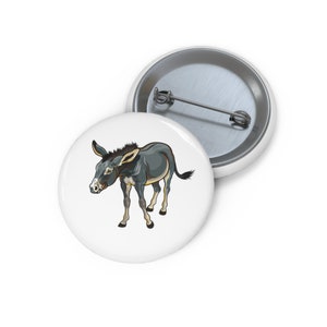 May include: A cartoon illustration of a gray donkey with a brown saddle. The donkey is standing on a white background.
