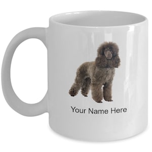 Pet Portrait Porcelain Water Cup with Lid & Spoon - Poodle(Red)