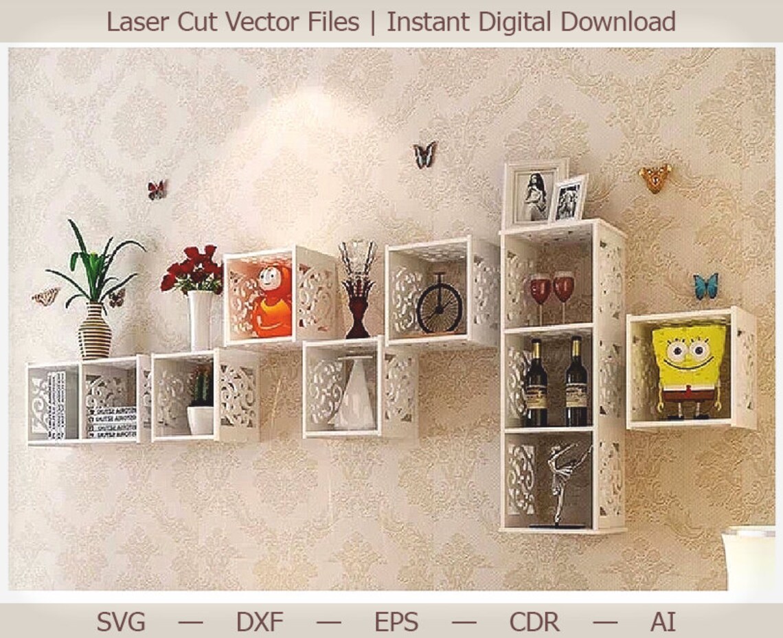 Wall shelves. Laser cut file laser cut cnc woodworking Etsy