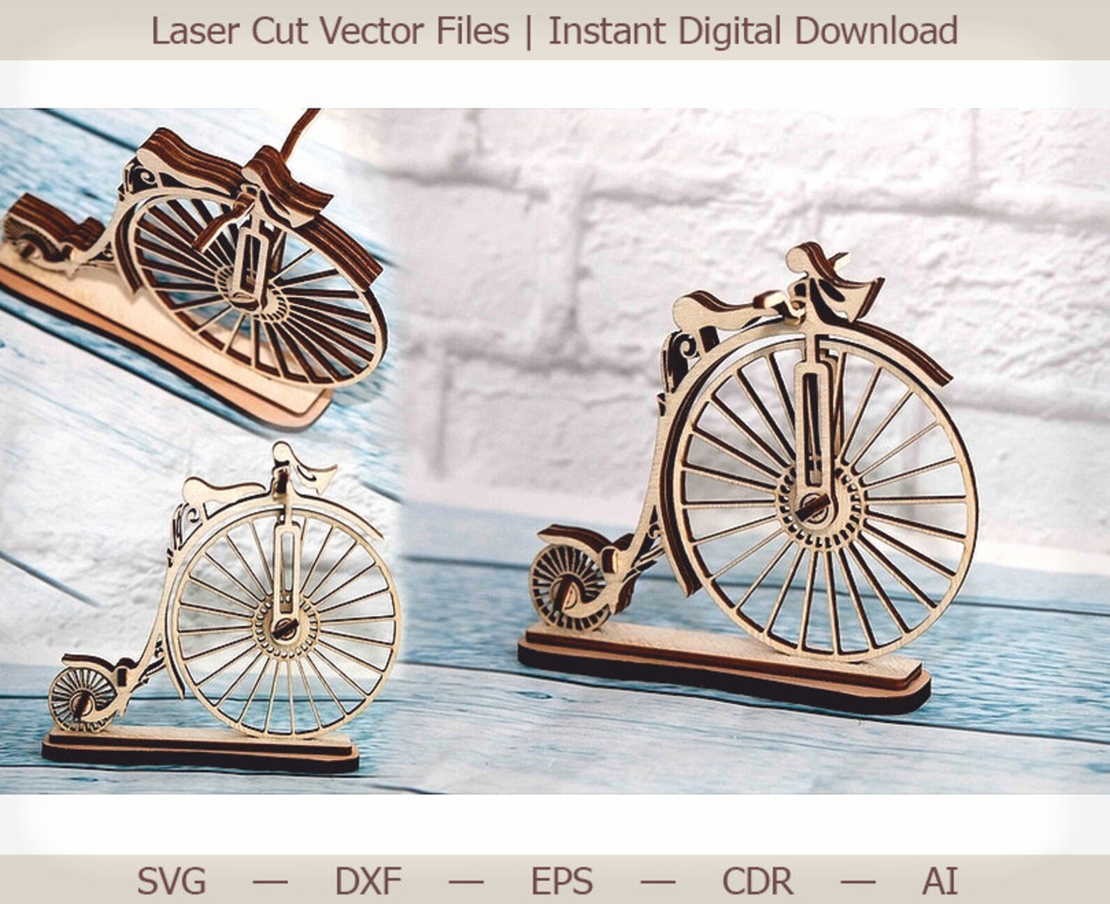Retro Bike. Laser Cut Laser Cut Vector Dxf Files for Laser Etsy