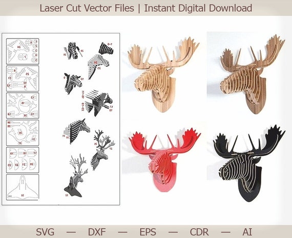 Elch Kopf Cnc Cnc Dateien Cnc Muster 3d Puzzle Etsy
