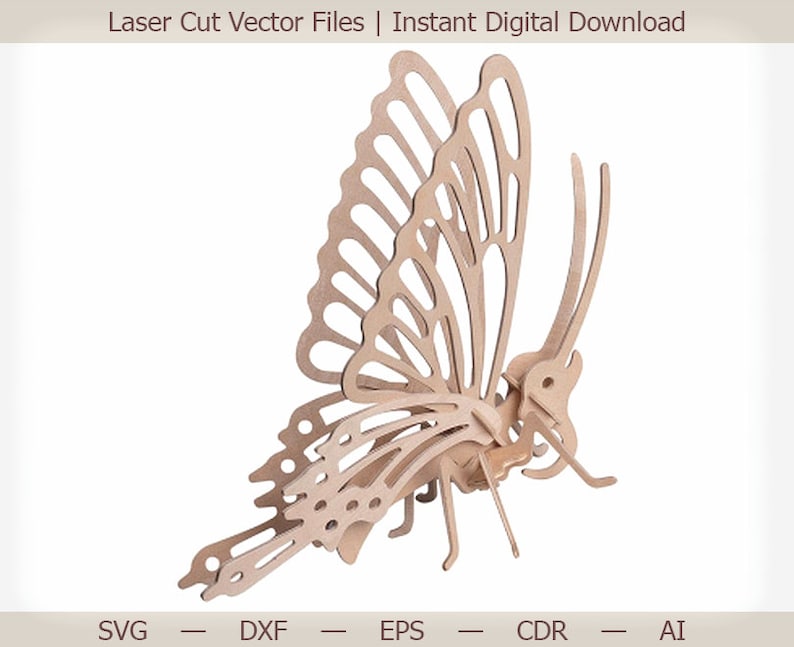 Download Butterfly. Laser cut files vector model 3d puzzle lasercut ...