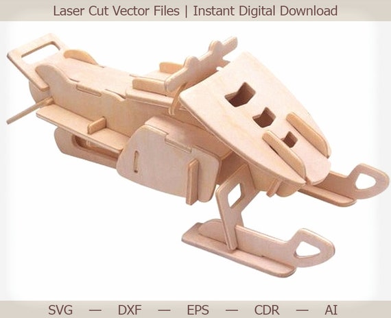 Dxf Vector Plan Vector File For Laser Cutting Cnc Snowmobile Wooden Designer 3d Puzzle Instant Download Art Collectibles Digital Kromasol Com