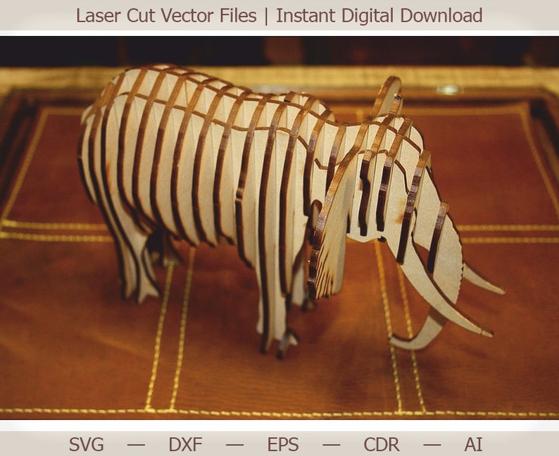 Elephant. Laser Cut Files Vector Model Laser Cut Template Etsy