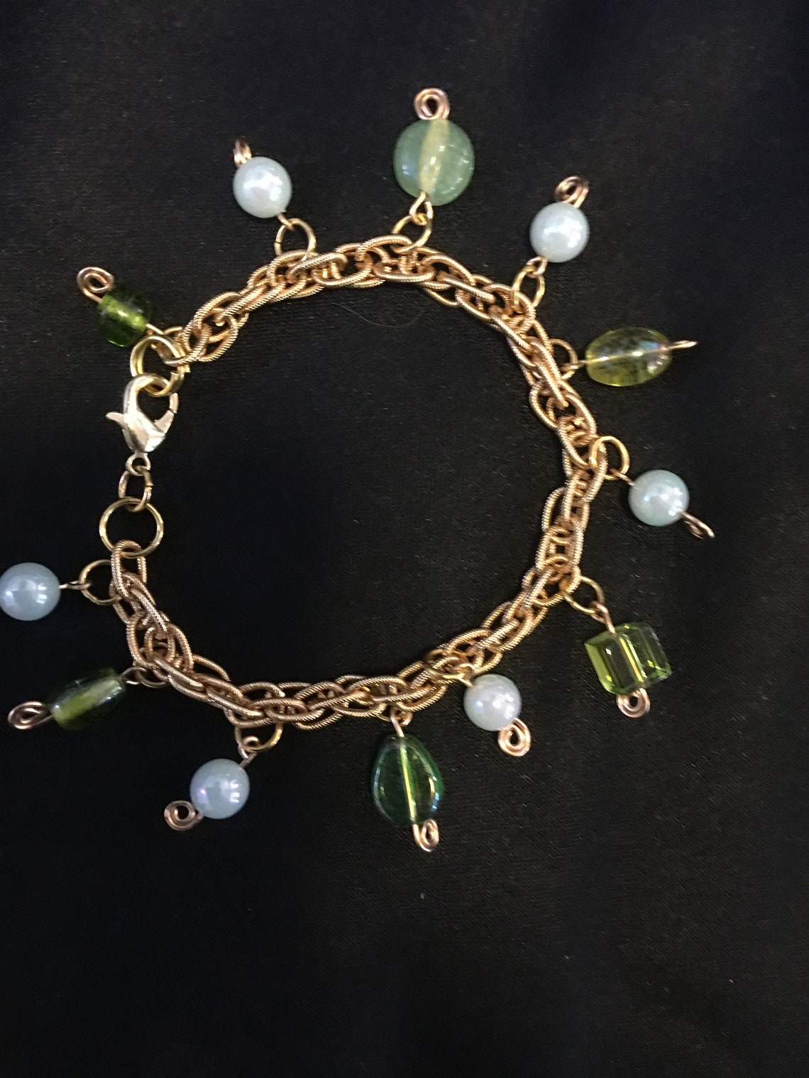 SALE Vintage Light Green Charm Bracelet Etsy