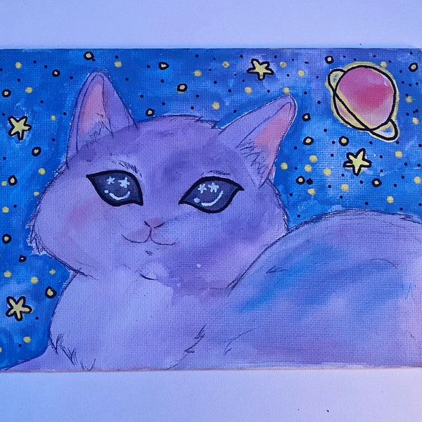 Fluorescent Space Cat Painting