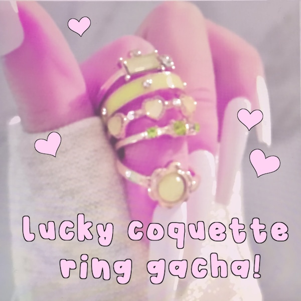 Lucky Ring Gacha! Coquette Ring Goodie Scoop | Feminine Cute Kawaii Elegant Aesthetic Jewelry Mystery Gift