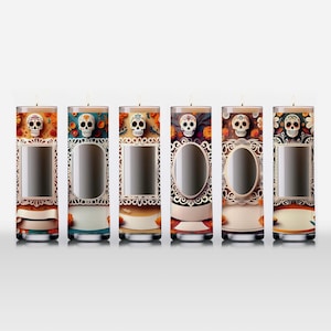 Dia de Los Muertos skelet suikerschedel hoge cilinder kaarslabels - directe digitale grafische png-download! Dag van de Doden-kaarsstickers
