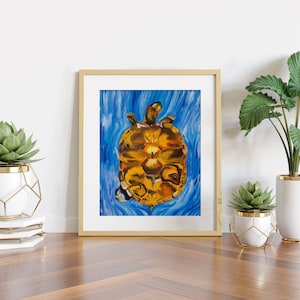 MCG Tortuga (Red-eared Slider Turtle) Oil Painting Art Print - Home Decor, Wall Decor, Artwork, Pets, Animals, Reptiles, Gift for Him