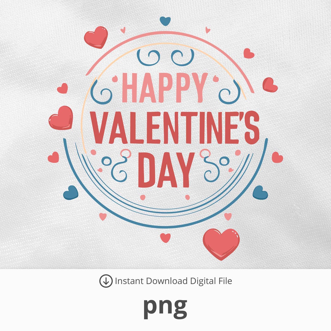 Happy Valentines Day Pink Hearts Graphic Digital Download PNG ...
