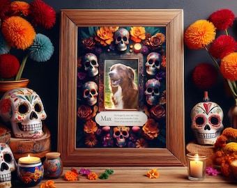 Pet Ofrenda Memorial Design - Day Of The Dead, Custom Dog Memorial Keepsake, Memorial Altar Shrine, Día de los Muertos, Printable Keepsake
