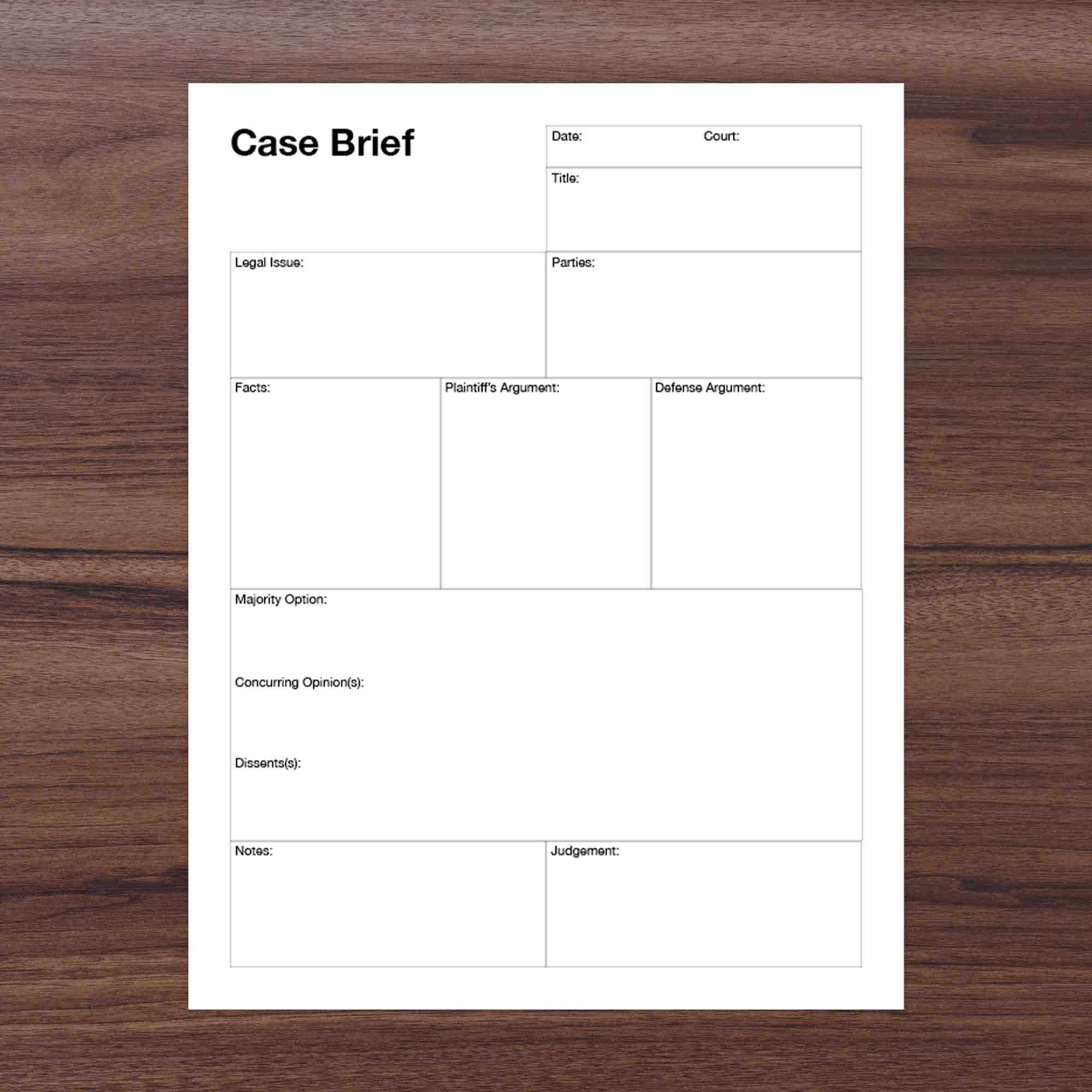 Case File Draft Printable Case Brief Template 2 Law Student, Instant Download, PDF ...
