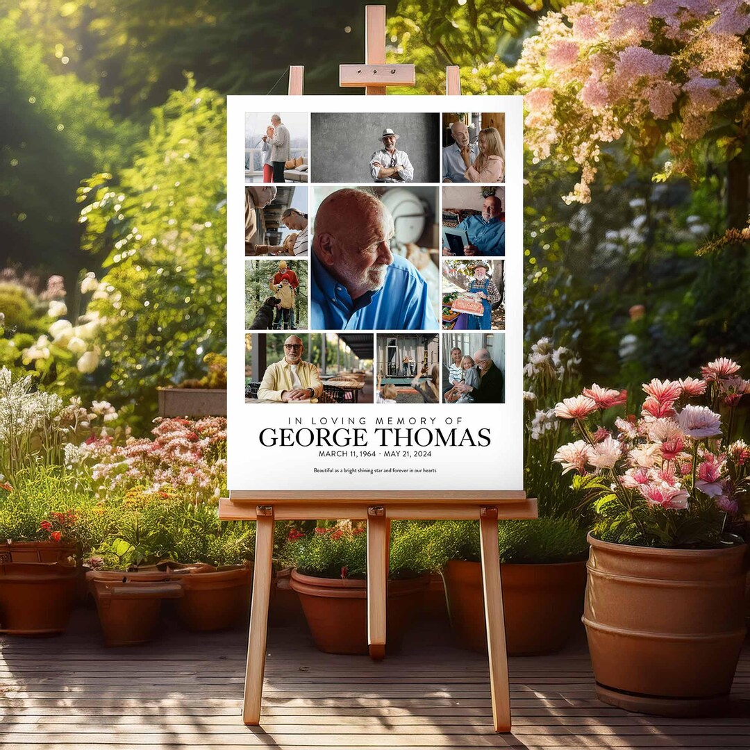 Celebration of Life Funeral Grid Poster Personalized Memorial