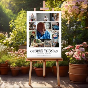 Celebration of Life Funeral Grid Poster - Personalized Memorial Template, Funeral Welcome Sign, In Loving Memory, Memorial Board, En Memoria