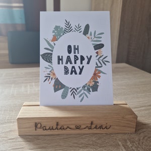 Kartenhalter Fotohalter aus Holz mit Wunschtext - 15cm | individuelle Gravur | personalisiert | graviert
