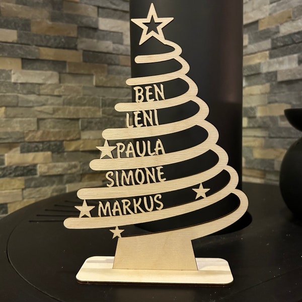 Weihnachtsbaum aus Holz / Weihnachtsbaum personalisiert / Christbaum mit Wunschnamen / Namen / Weihnachtsdeko / natur