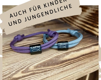 Surferband "Kommunion & Konfirmation" für Mädchen und Jungs / Schieber / Armband / Segeltau / Armband mit Gravur / Geschenk / graviert