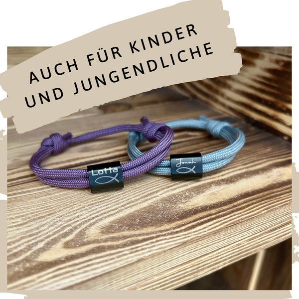 Surferband "Kommunion & Konfirmation" für Mädchen und Jungs / Schieber / Armband / Segeltau / Armband mit Gravur / Geschenk / graviert