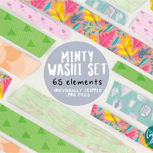 Digital Washi Tape Minty Set | Digital Stickers | For Goodnote Notability & Printable