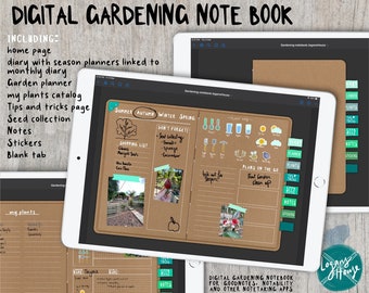 Digital Garden & Plant Planner Journal | Sticker Set | 8 Tab Notebook