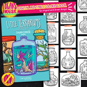 Páginas para colorear digitales de Terrarium Worlds / Archivos descargables / Juego de 12 hojas / Ilustraciones originales dibujadas a mano