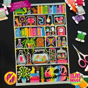 Rainbow Curiosities Cross Stitch Digital Pattern | Instant Download | Original Hand drawn Design |