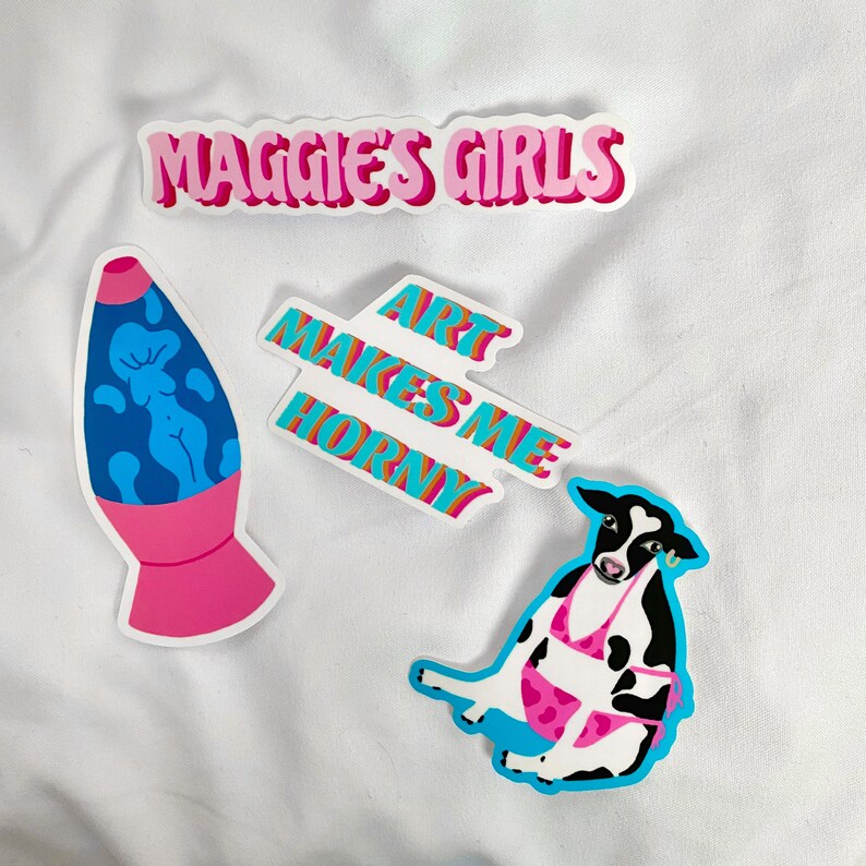 Original Artwork Sticker by Maggie Phipps Water bottle Lava Girl Sticker Laptop Decal
