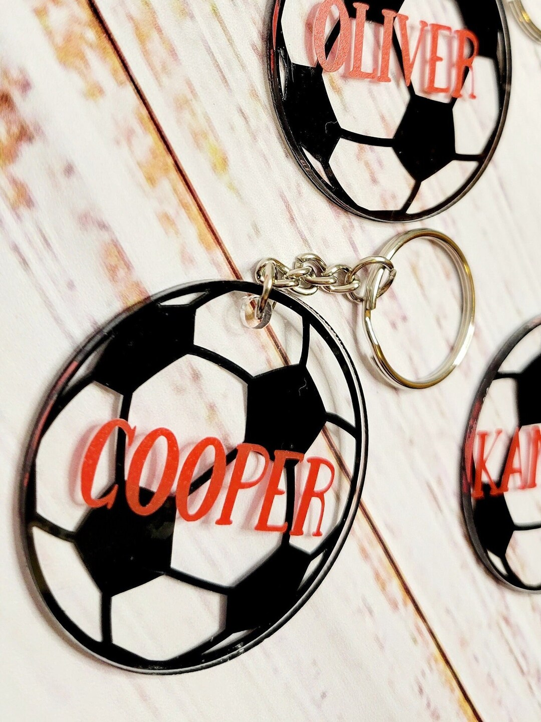 Personalized Sports Keychain Soccer or Baseball Name Tag Sports Team Snack Bag Tag Custom Sports