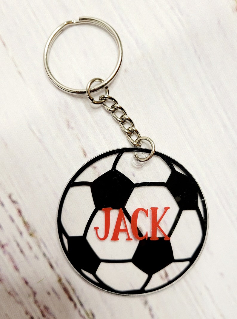 Personalized Sports Keychain Soccer or Baseball Name Tag Etsy