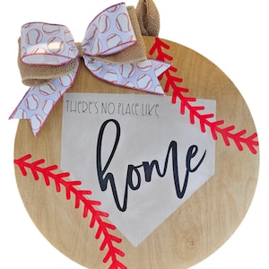 Baseball Door Hanger, There&#39;s No Place Like Home Sign