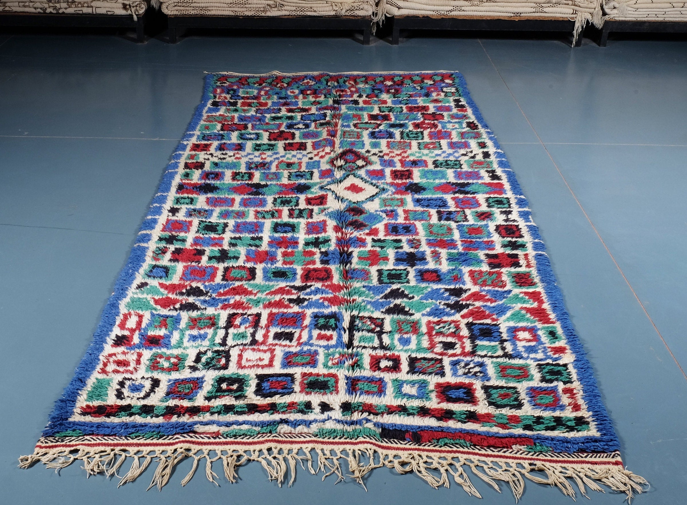 Moroccan Azilal Rug 8.66 Ft X 4.65 Ft, Authentic Rug, Moroccan Area Berber Handmade Carpet, Wool Rug