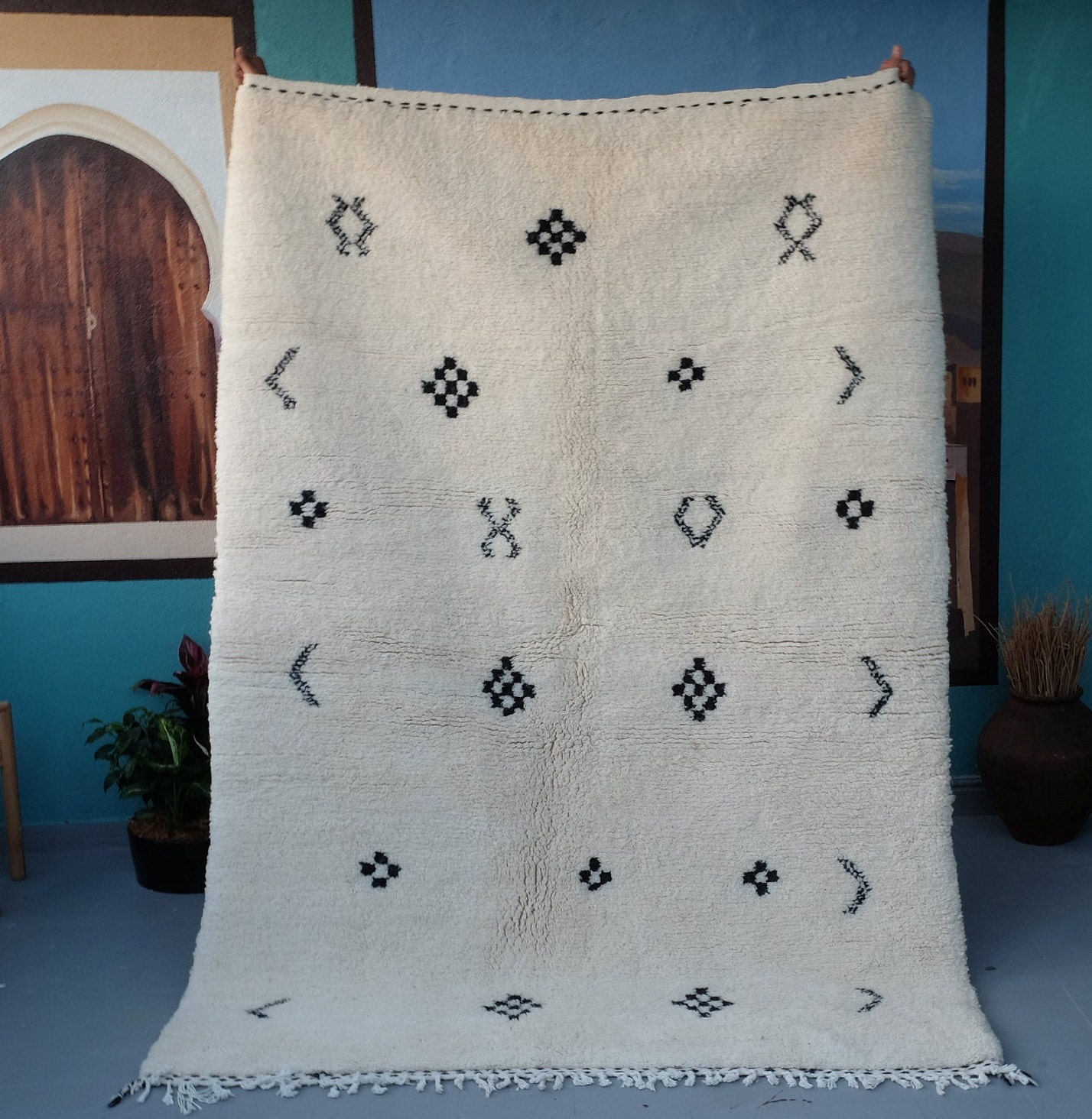 Custom Moroccan Rug - Handmade Rug- Beni Ourain Carpet Genuine Wool Berber Custom Wool Rugs