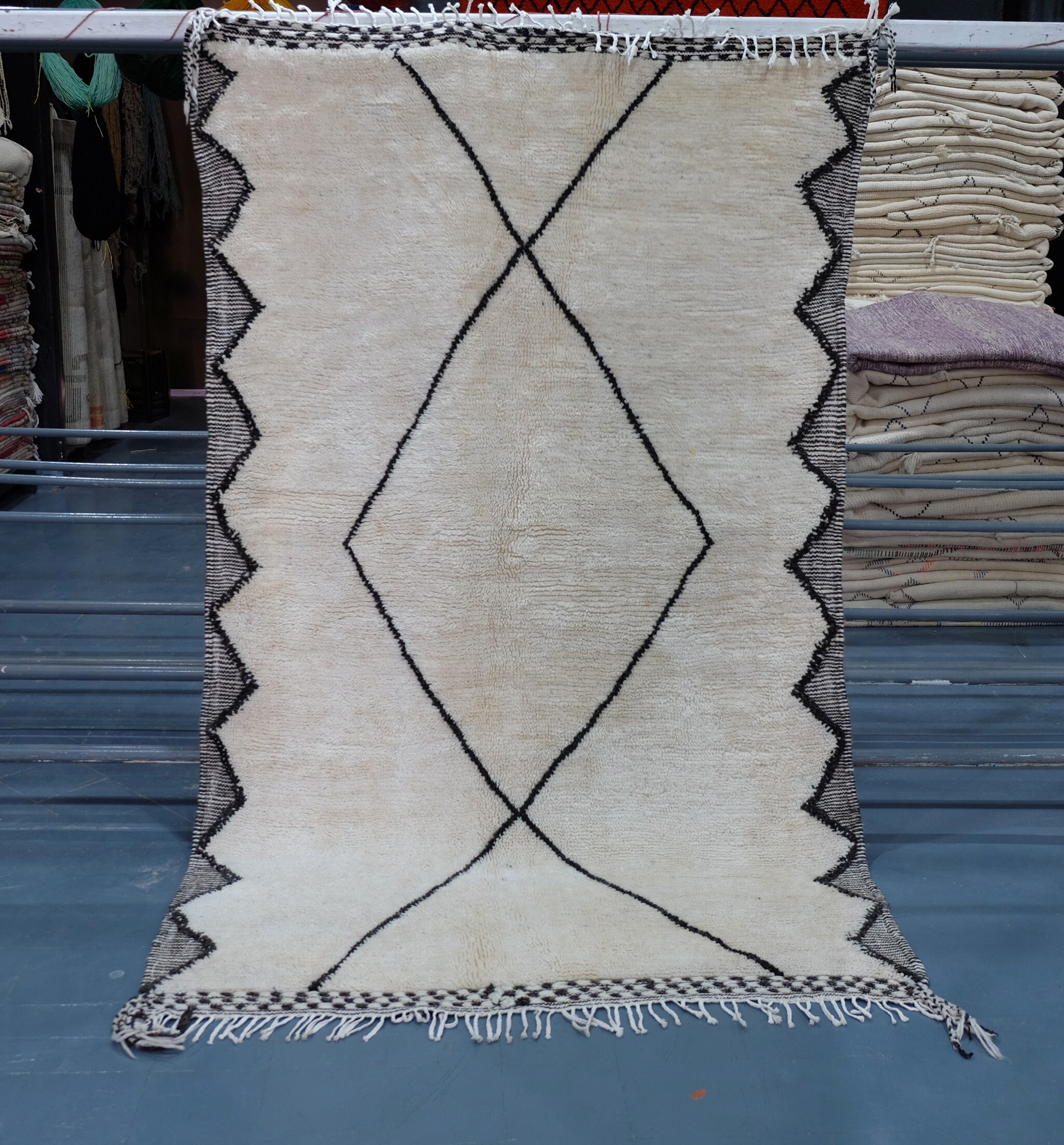 Custom Moroccan Beni Ourain Rug - Handmade Rug- Carpet Genuine Wool Berber Custom Wool Rugs