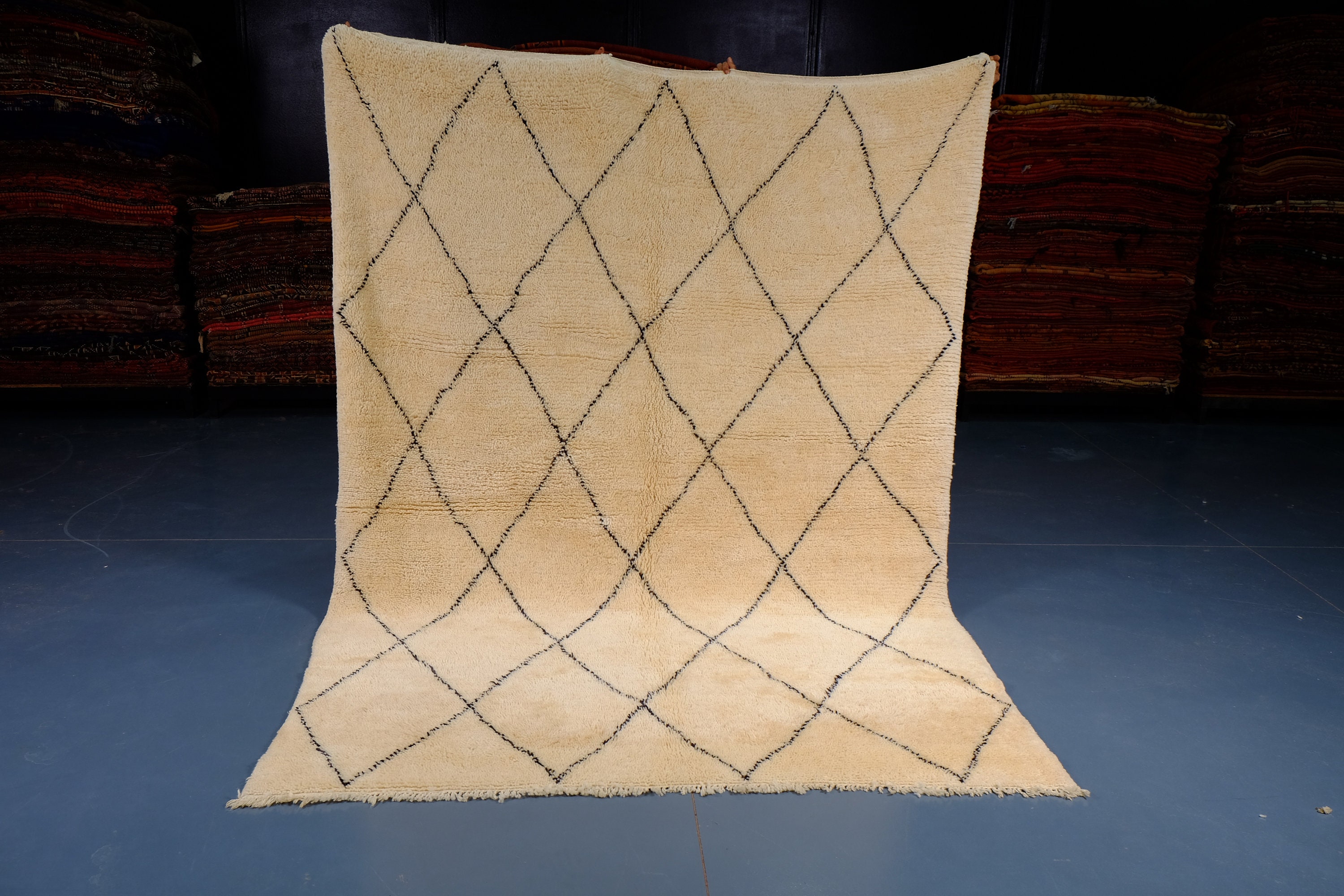 Handmade Beni Ourain Rug, 8.95 Ft X 6.65 , Moroccan Rug Art Deco, Wool Handmade Berber Rug - Carpet 