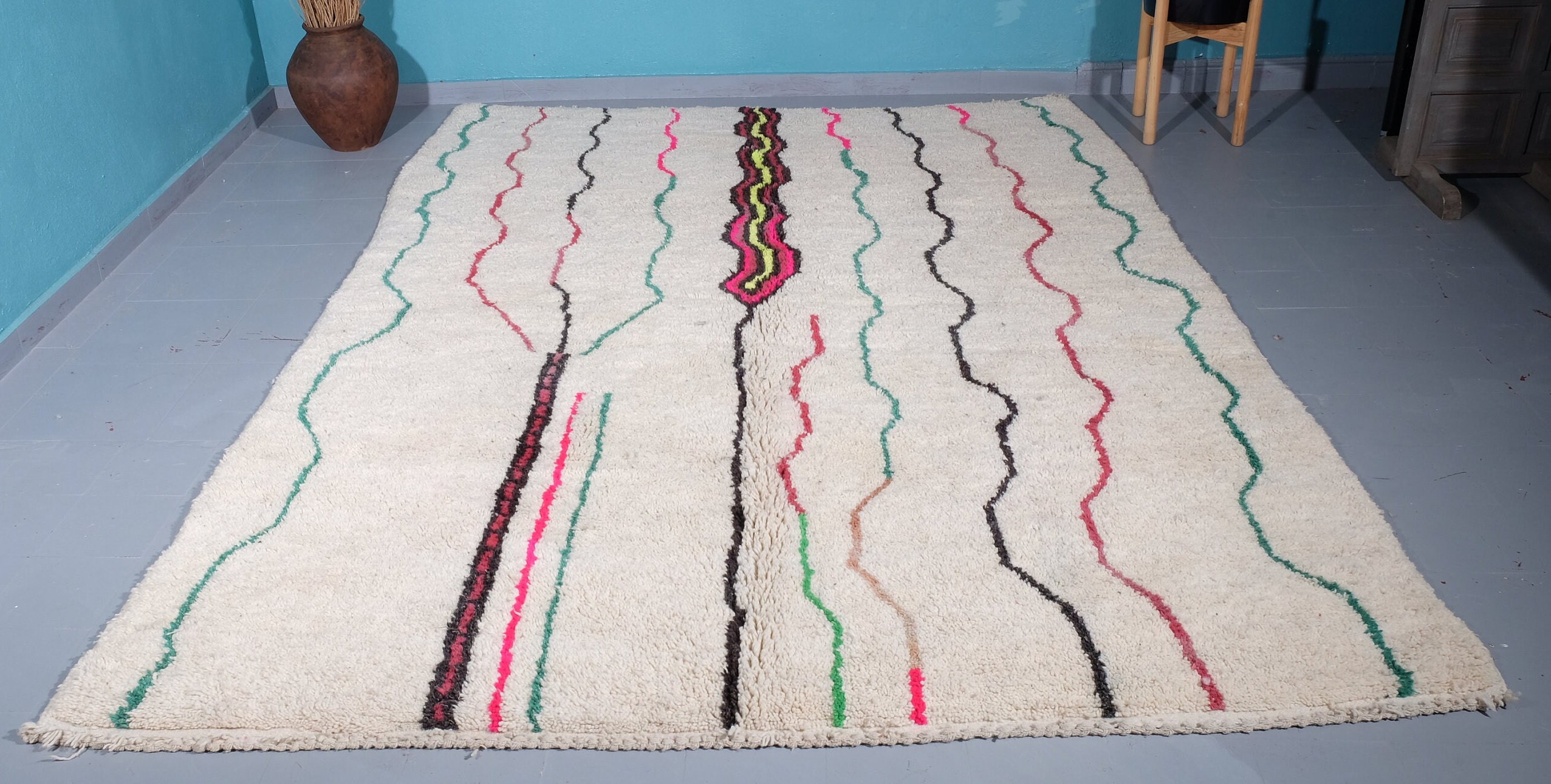 Custom Moroccan Rug - Handmade Rug- Beni Ourain Carpet Genuine Wool Berber Custom Wool Rugs