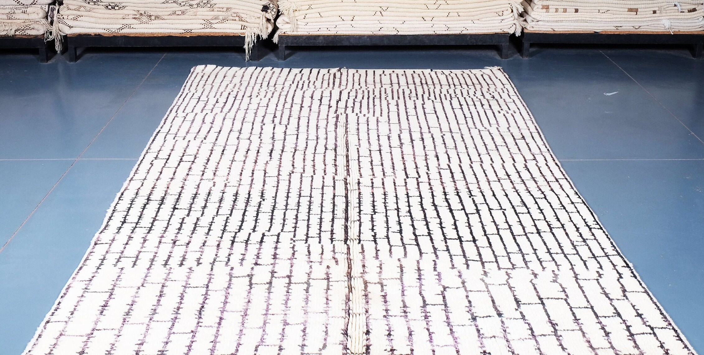 Moroccan Azilal Rug 9.58 Ft X 6.23 Ft, White Rug, Moroccan Area Berber Handmade Carpet, Wool Rug