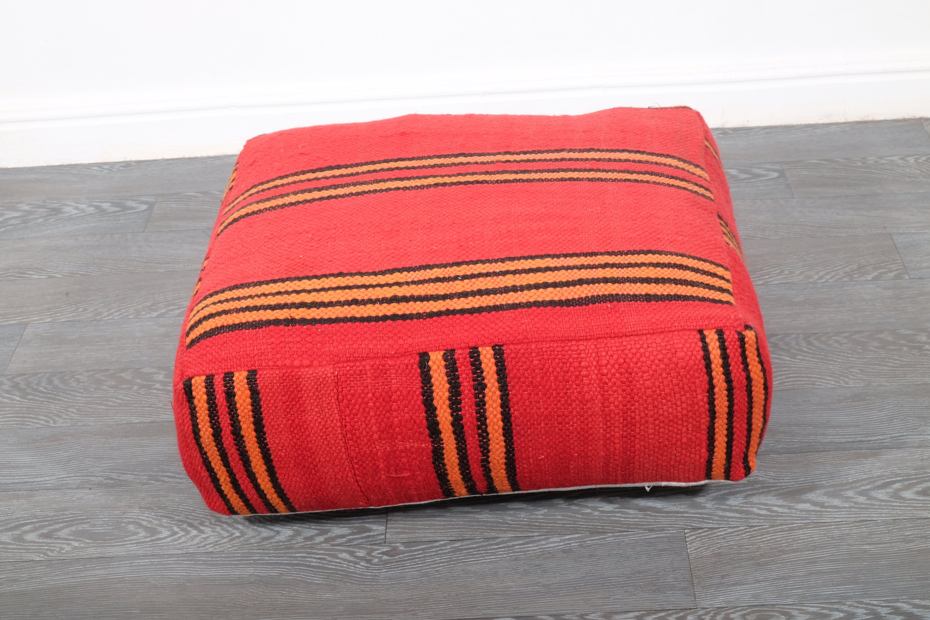 Free Shipping - Red Moroccan Cushion, Handmade Vintage Pillow, Square Kilim Cushion , Moroccan Berbe
