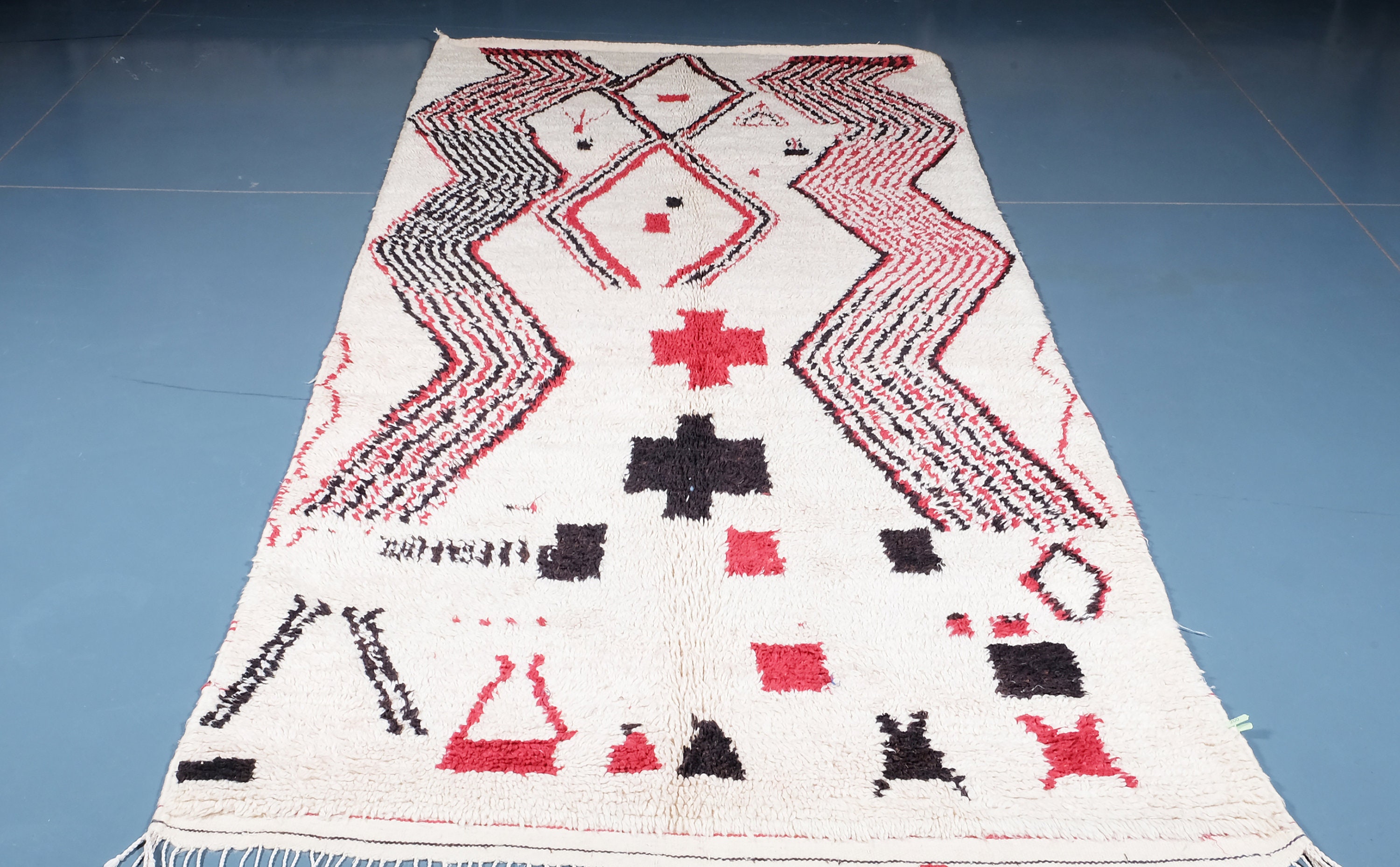 Moroccan Azilal Rug 8.39 Ft X 4.46 Ft, Authentic Rug, Moroccan Area Berber Handmade Carpet, Wool Rug