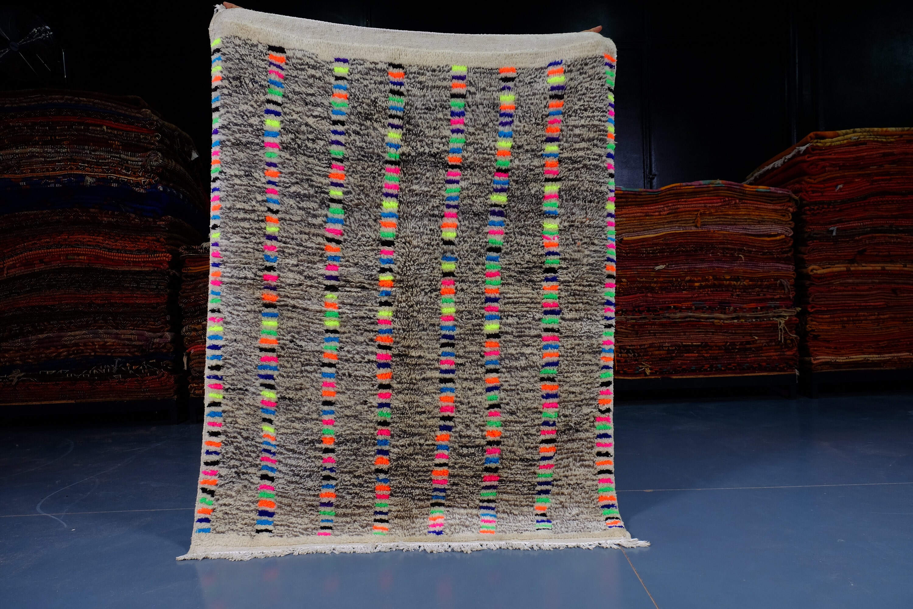 Handmade Colored Rug, 5.90 Ft X 4.78 , Moroccan Area Wool Handmade Berber Rug, Moroccan Berber Check