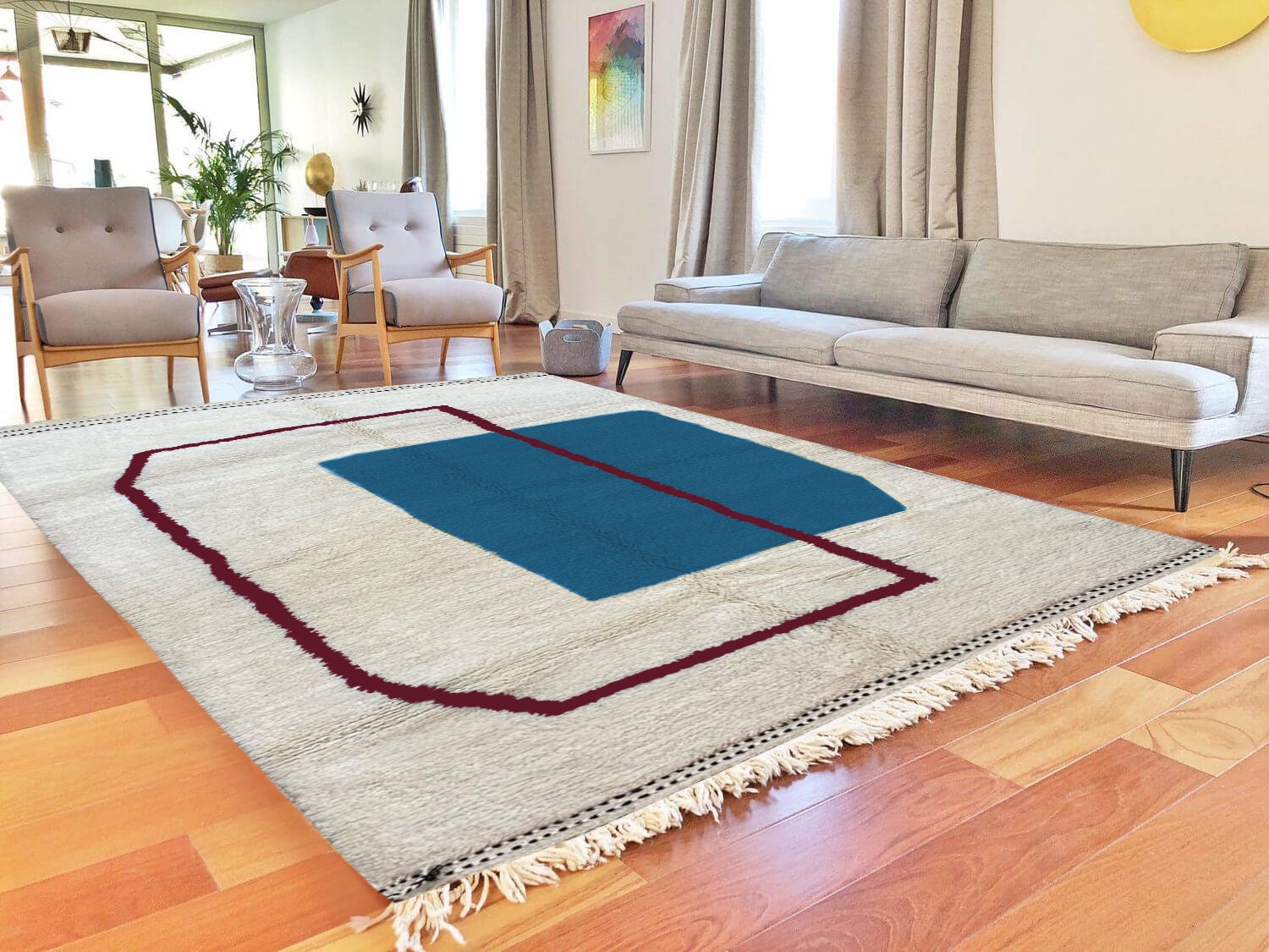 Custom Moroccan Rug - Handmade Rug- Beni Ourain Carpet Genuine Wool Berber Custom Wool Rugs