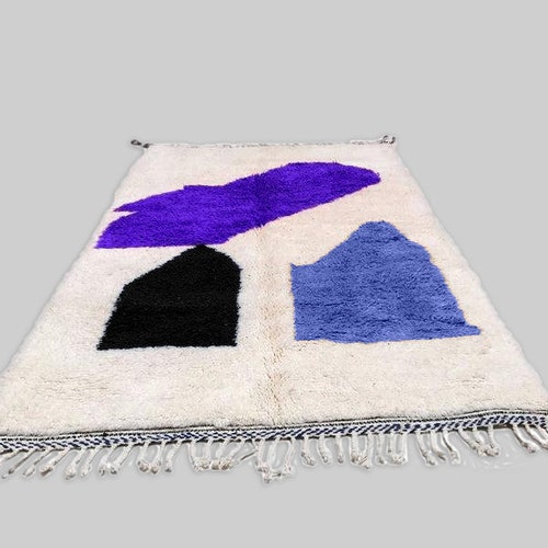 New Custom Moroccan rug , Purple Handmade Moroccan Rug , Beni ourain carpet , Genuine Wool rug , Berber carpet , shops Custom wool rugs