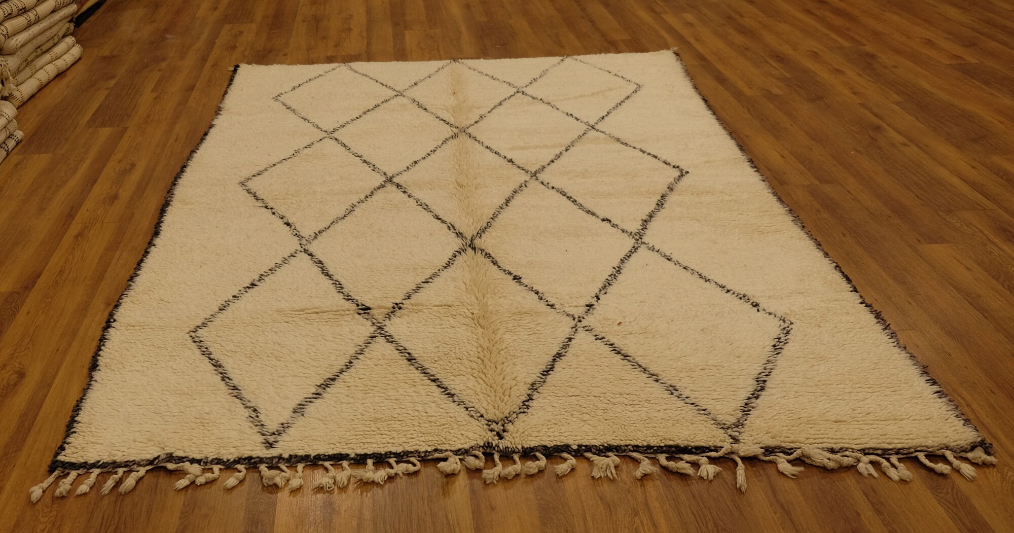 Authentic Beni Ourain Rug, 9.57 Ft X 6.56 Ft, Art Deco Rug, Wool Moroccan Vintage Ourain Handmade Be