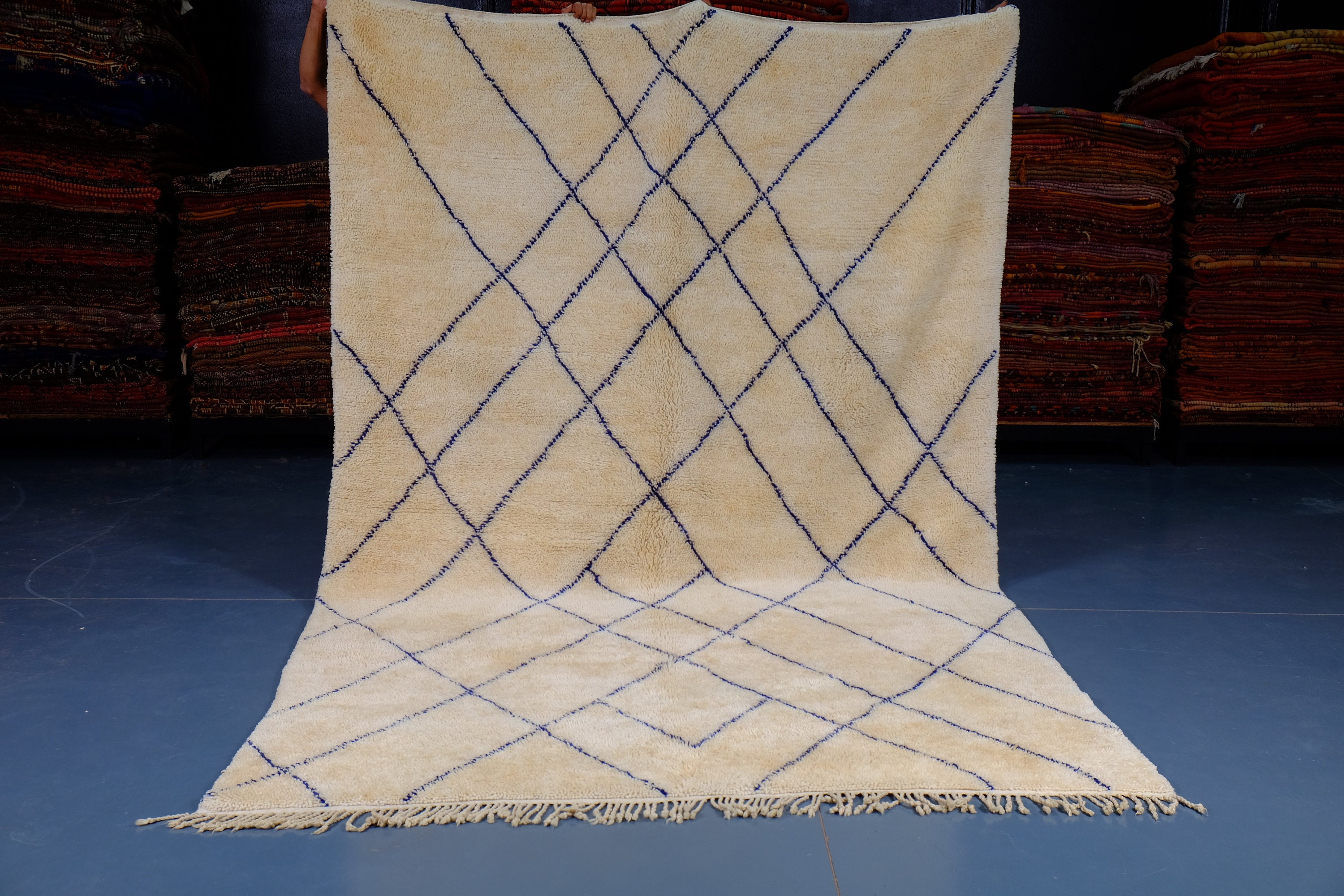 Handwoven Beni Ourain Rug, Rug 10.06 Ft X 6.65 , Art Deco From Morocco, Wool Handmade Berber Rug