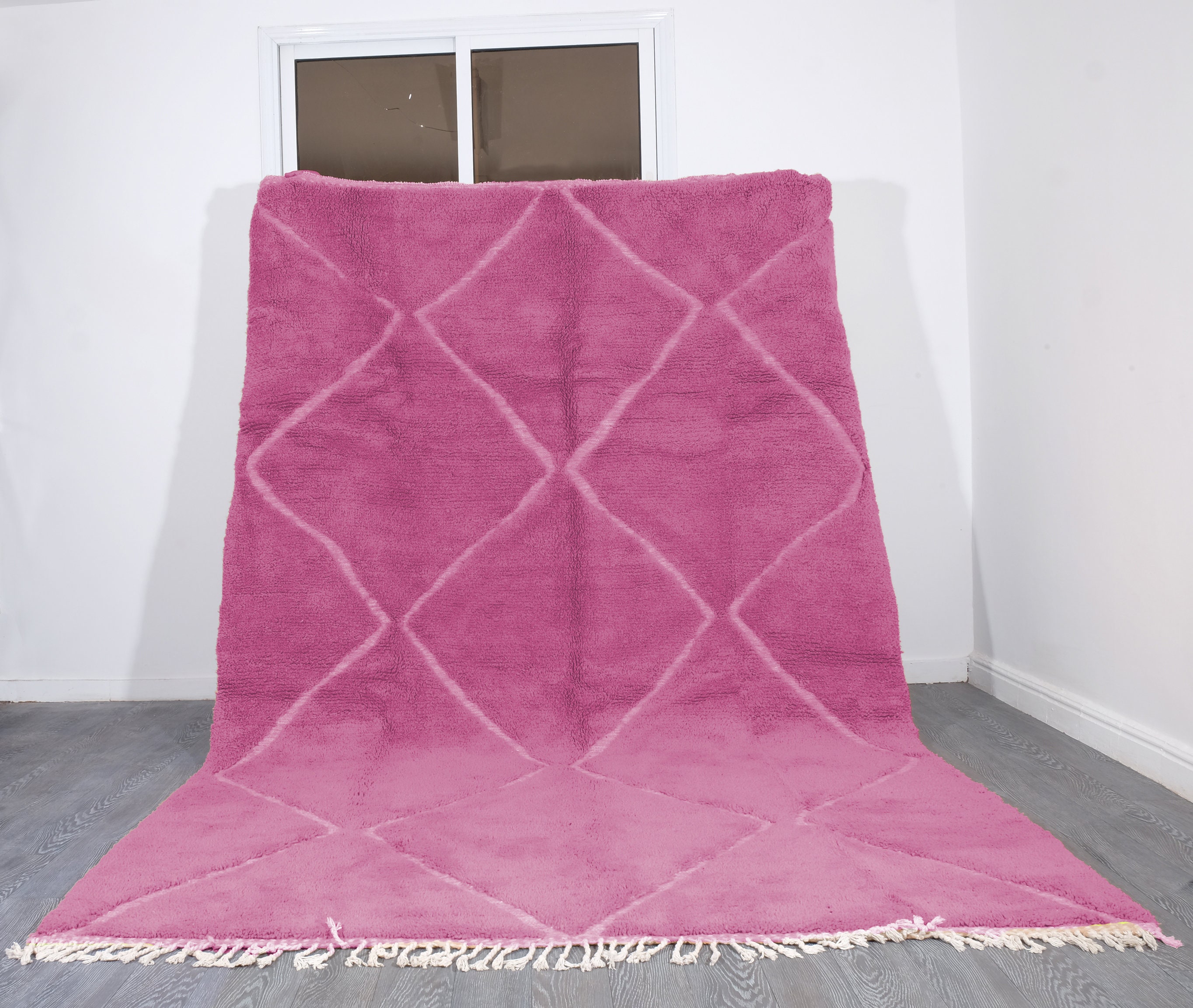 Custom Pink Moroccan Rug - Handmade Rug- Beni Ourain Carpet Genuine Wool Berber Custom Wool Rugs