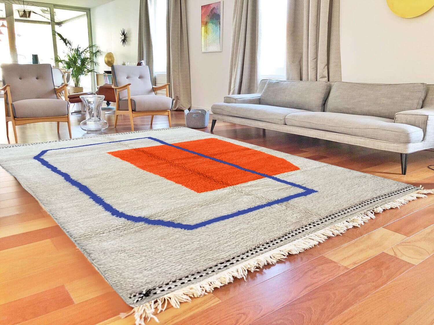 Custom Moroccan Rug - Handmade Rug- Beni Ourain Carpet Genuine Wool Berber Custom Wool Rugs