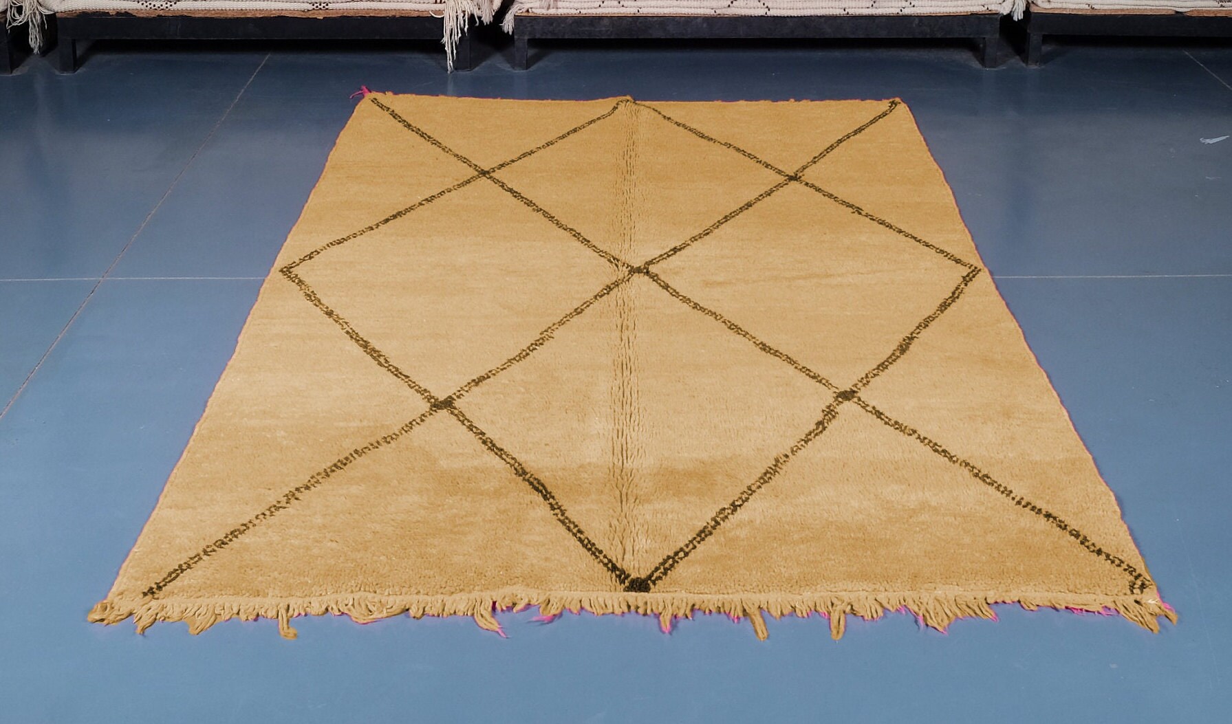 Custom Brown Moroccan Rug - Handmade Rug- Shag Genuine Wool Berber Carpet Area Brown Rug