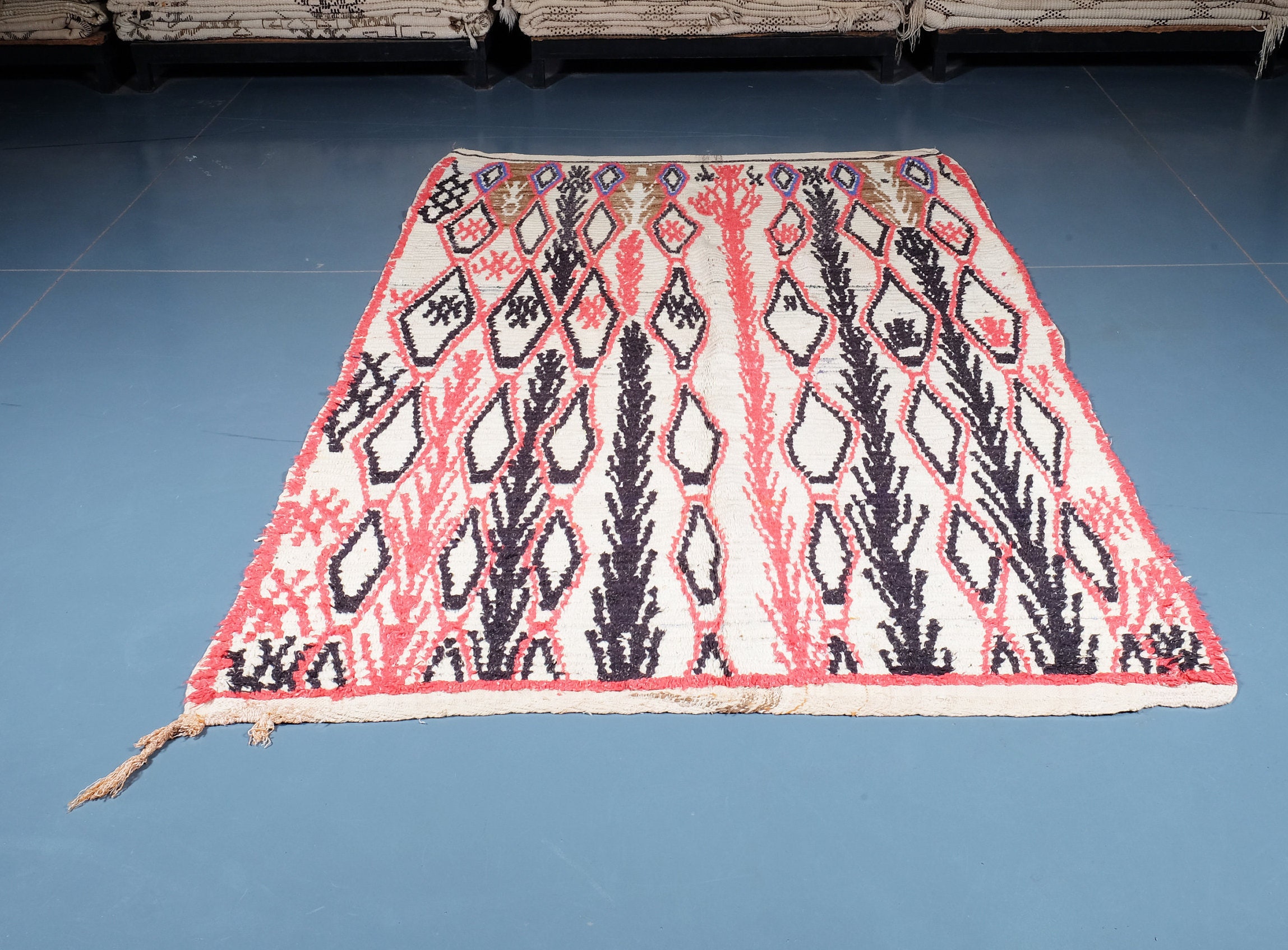 Moroccan Azilal Rug 7.54 Ft X 5.24 Ft, Authentic Rug, Moroccan Area Berber Handmade Carpet, Wool Rug