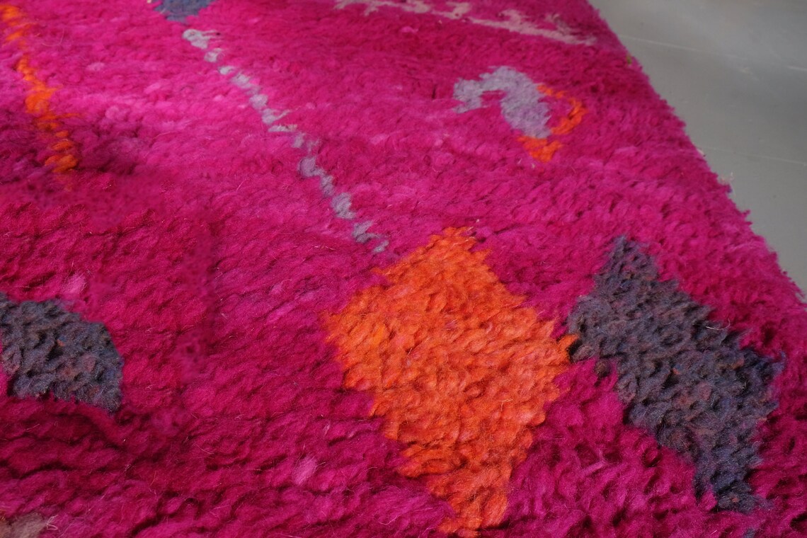 Pink Moroccan rug 8.07 ft x 4.75 ft Berber Rug Wool Etsy
