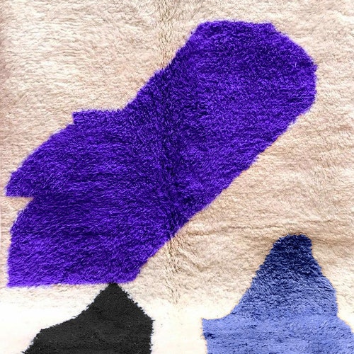 New Custom Moroccan rug , Purple Handmade Moroccan Rug , Beni ourain carpet , Genuine Wool rug , Berber carpet , shops Custom wool rugs