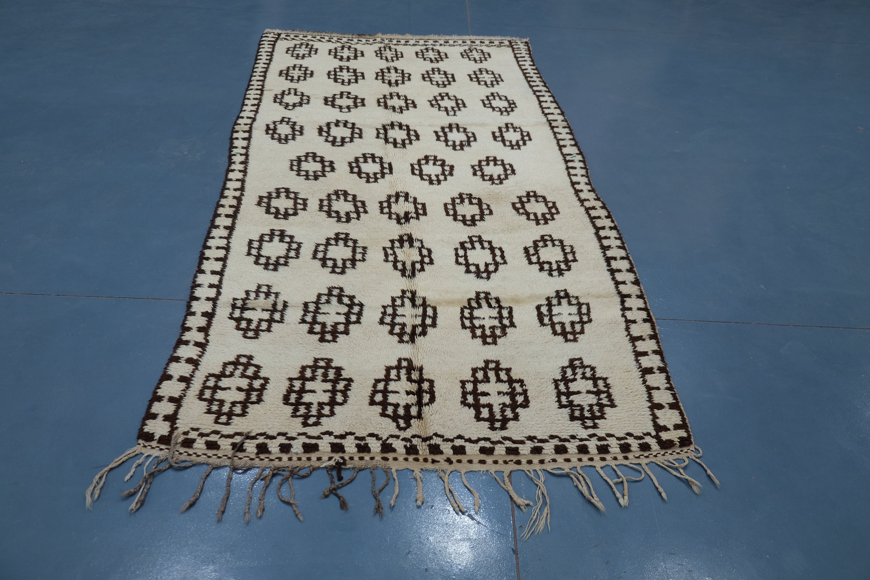 Moroccan Berber Carpet 9.05 Ft X 4.33 Ft, Moroccan Rug, Beni Ourain Azilal Carpet, Wool